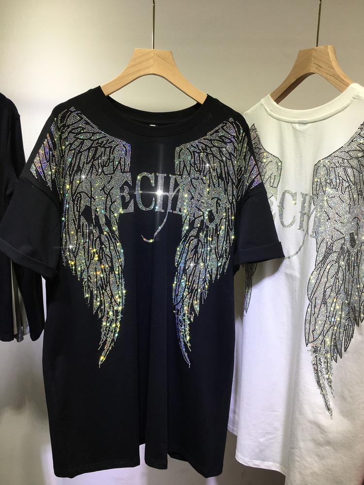 Streetwear Clothing Brand - L-4XL boy Rhinestone melek kanatları Harley