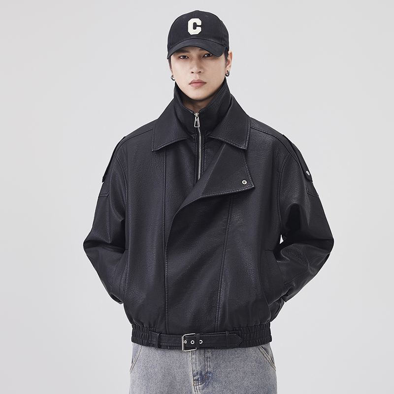 Streetwear Clothing Brand - Sonbahar Kış Deri Ceket Erkekler Sokak