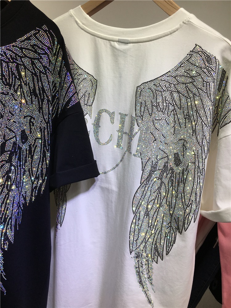 L-4XL boy Rhinestone melek kan - Streetwear Clothing Brand incelemesi ve fiyatı