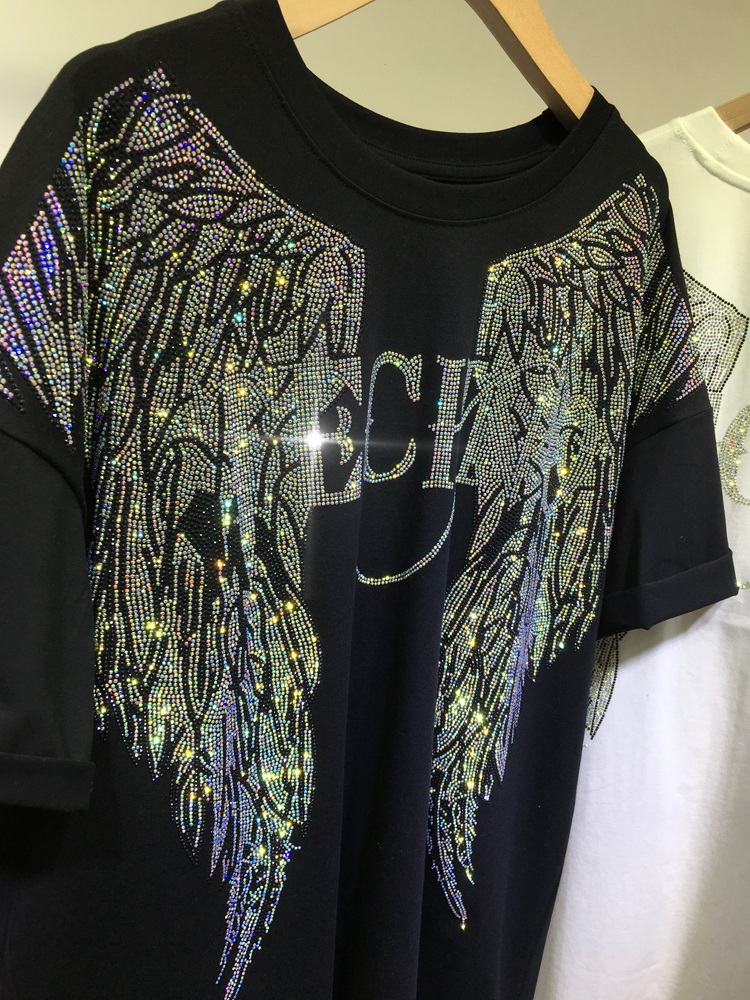 L-4XL boy Rhinestone melek kan - Streetwear Clothing Brand incelemesi ve fiyatı